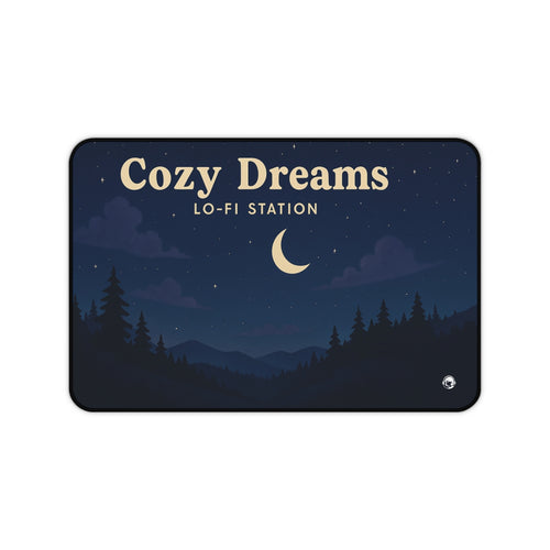 Cozy Dreams Lo‑Fi Station Desk Mat — Night Sky Moonlight Mouse Pad
